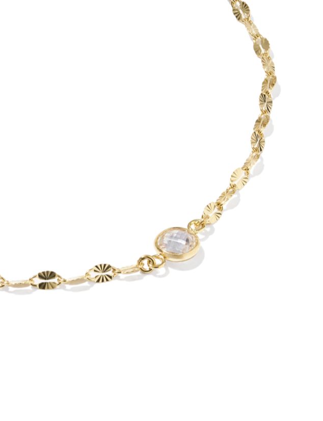 The Alina Sunburst Chain Bracelet 14K Gold Filled White Crystal