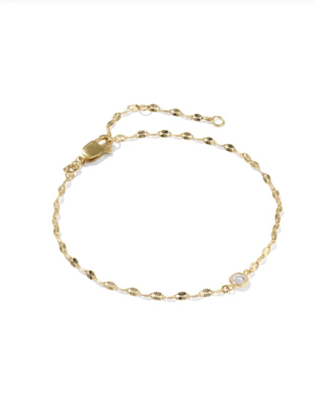 The Alina Sunburst Chain Bracelet 14K Gold Filled White Crystal