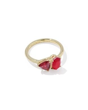 The Tatum Band Ring in Gold Burgandy, Size: 6