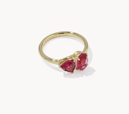 The Tatum Band Ring in Gold Burgandy