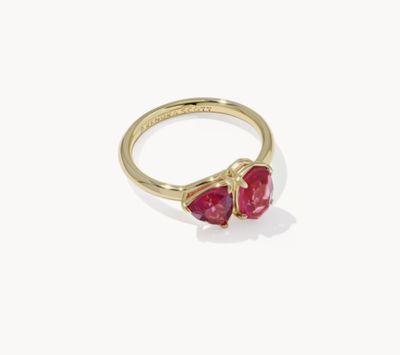 The Tatum Band Ring in Gold Burgandy