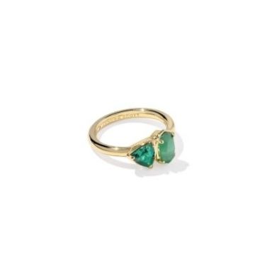 The Tatum Band Ring in Gold Dark Green