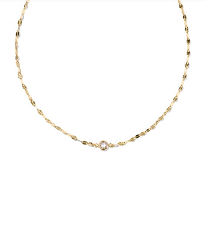 The Alina Sunburst Chain Necklace 14 K Gold Filled White Crystal