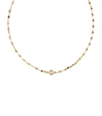 The Alina Sunburst Chain Necklace 14 K Gold Filled White Crystal