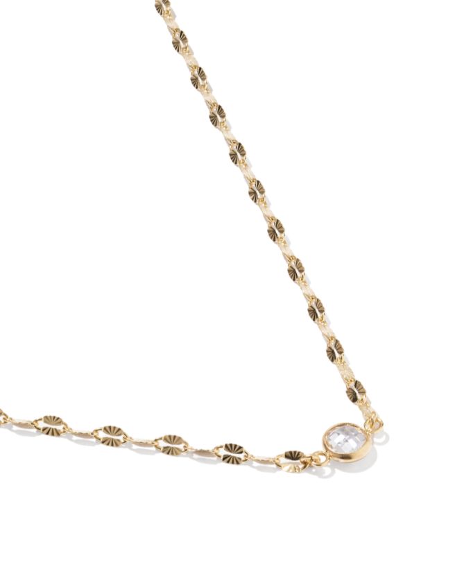 The Alina Sunburst Chain Necklace 14 K Gold Filled White Crystal