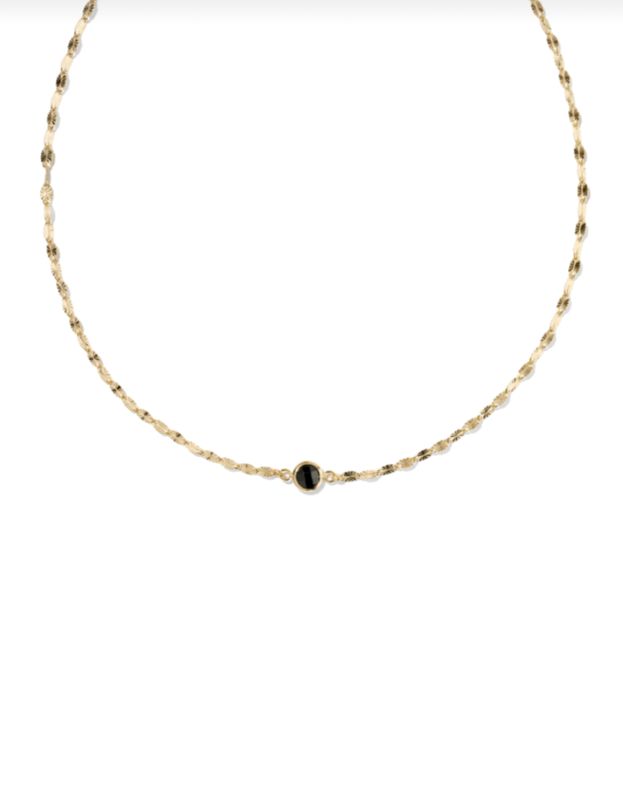 The Alina Sunburst Chain Pendant 14K Gold Filled Black Crystal