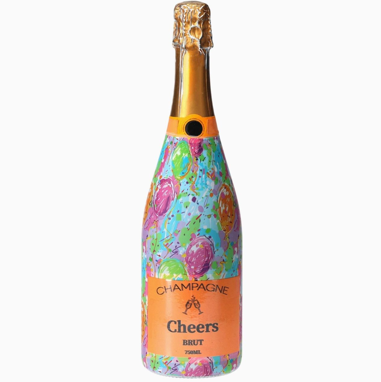 Champagne Bottle Wrap, Color: Happy Birthday Balloons