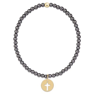 Enewton Classic Pearl Dark Grey 3mm Bracelet Blessed Gold Disc
