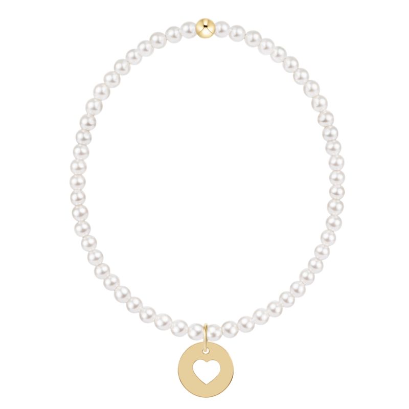 Enewton EGIRL Classic Pearl 3mm Bracelet Love Gold Disc