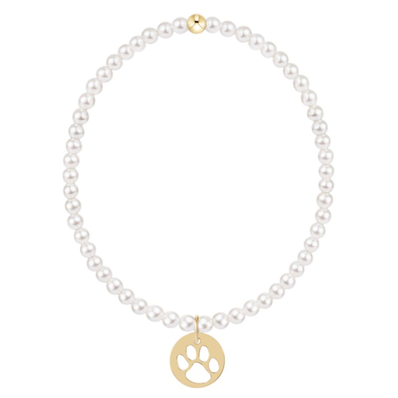 Enewton EGIRL Classic Pearl 3mm Bracelet Paw Print Gold Disc