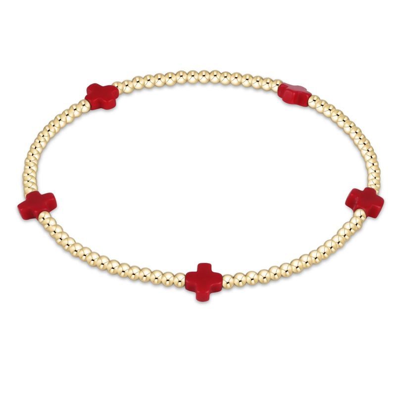 Enewton EGIRL Signature Cross Small 2mm Gold Bracelet Red