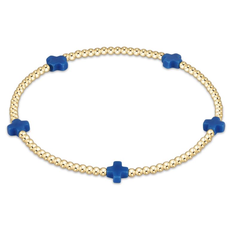 Enewton EGIRL Signature Cross Small 2mm Gold Bracelet Cobalt