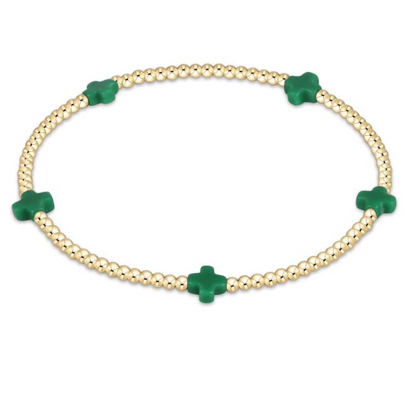 Enewton EGIRL Signature Cross Small 2mm Gold Bracelet Emerald