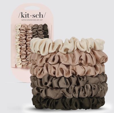 Ultra Petite Satin Scrunchies 6pc Eucalyptus