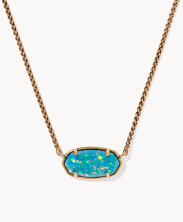 The Dolly Elisa Necklace in Vintage Gold Marine Opal