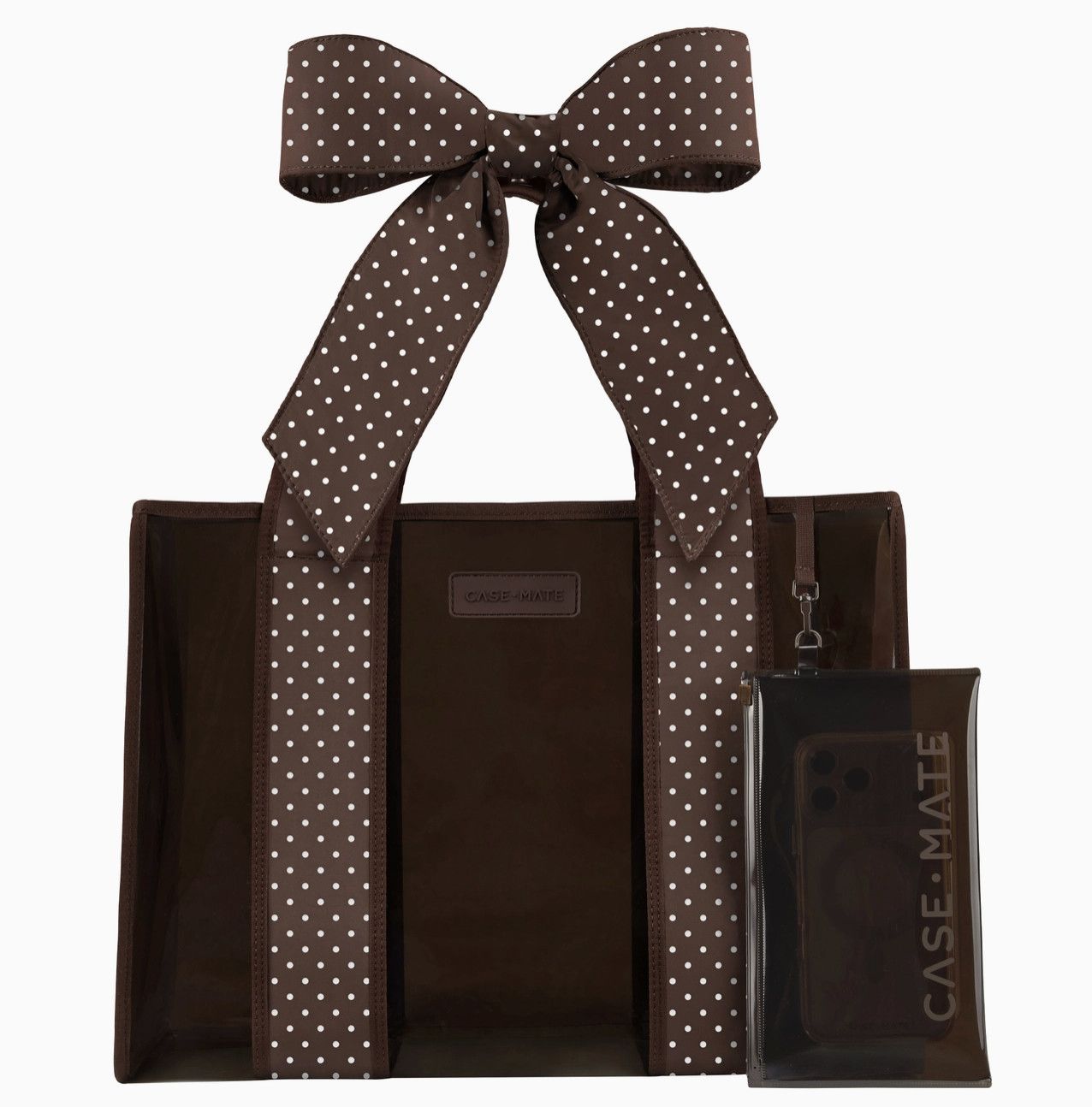 Case-Mate Jelly Tote + Phone Pouch | Espresso Polka Dot Bow