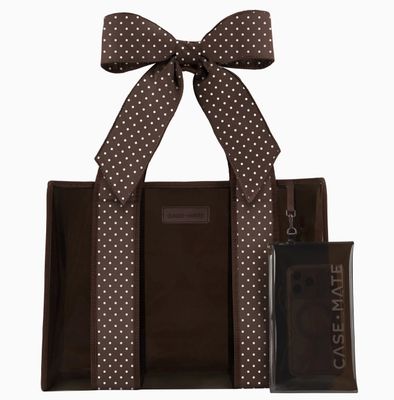 Case-Mate Jelly Tote + Phone Pouch | Espresso Polka Dot Bow