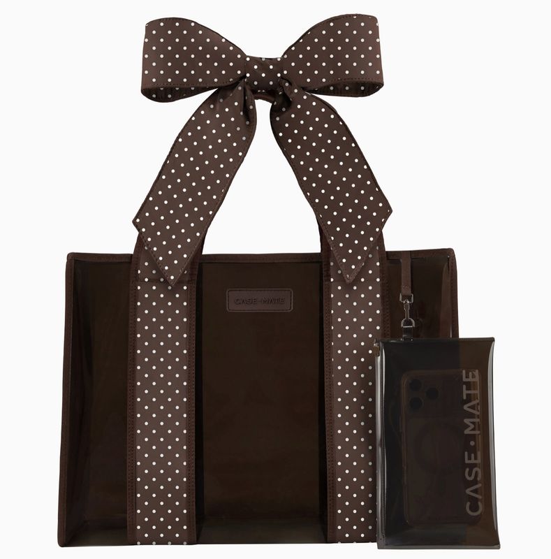Case-Mate Jelly Tote + Phone Pouch | Espresso Polka Dot Bow