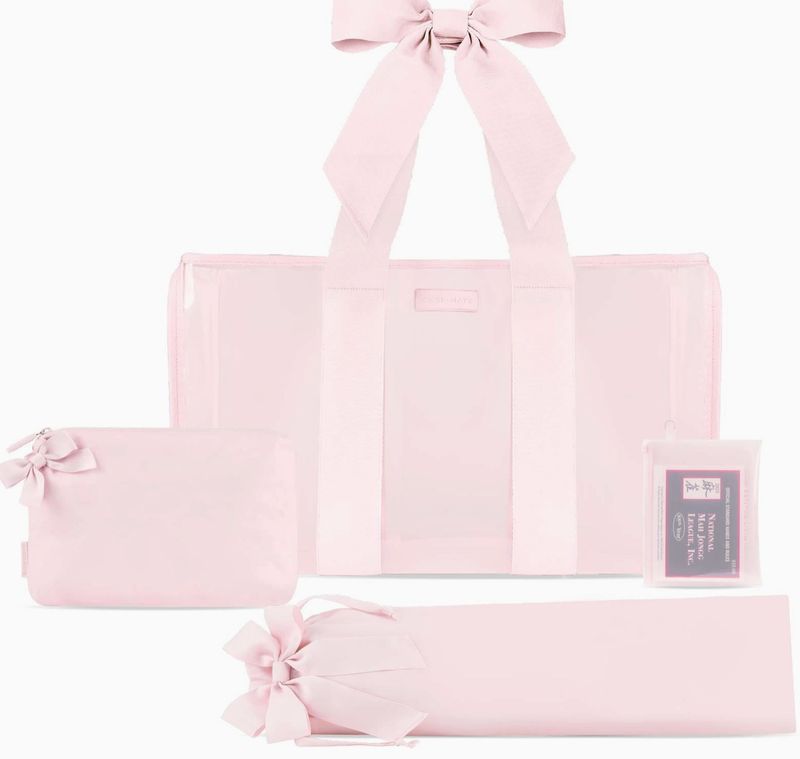 Case-Mate Mahjong Jelly Tote Set  | Ballet Pink Bow