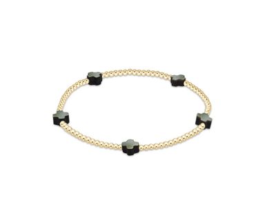 Enewton Signature Cross Small 2mm Gold Bracelet Mother of Pearl Black Tahitian