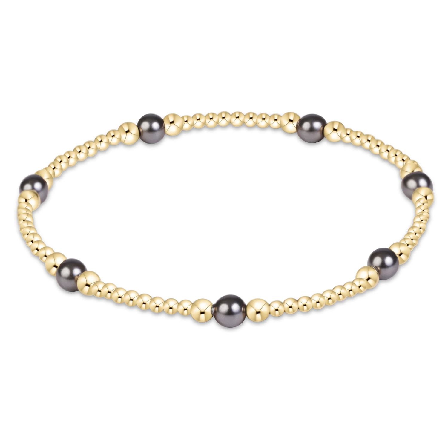 Enewton Purpose Pearl Dark Grey 4mm Gold Bracelet