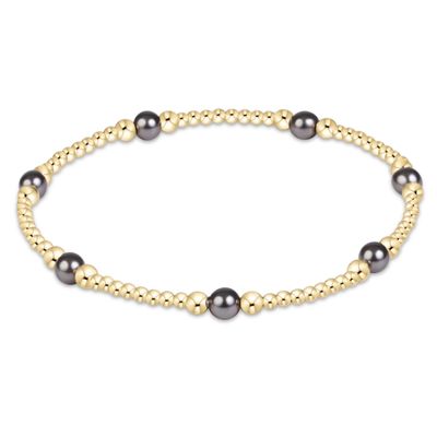 Enewton Purpose Pearl Dark Grey 4mm Gold Bracelet
