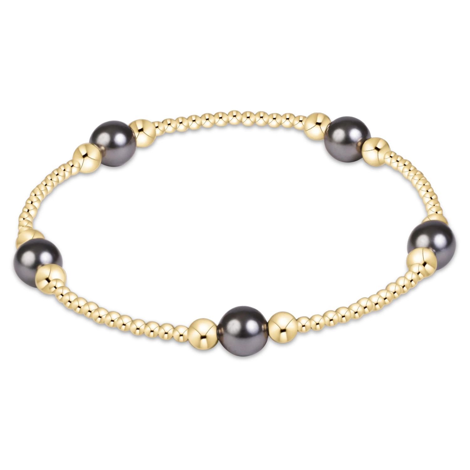 Enewton Purpose Pearl Dark Grey 6mm Gold Bracelet