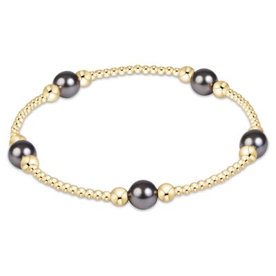 Enewton Purpose Pearl Dark Grey 6mm Gold Bracelet