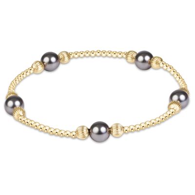 Enewton Purpose Pearl Dark Grey 6mm Dignity Gold Bracelet
