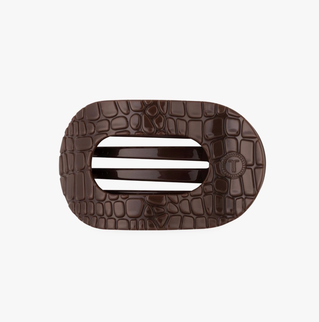 Teleties™ Flat Round Hair Clip | Brown Crocodile, Size: Small