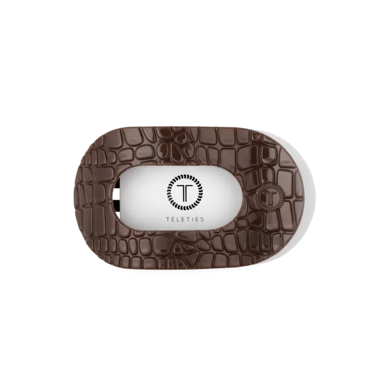 Teleties™ Flat Round Hair Clip | Brown Crocodile