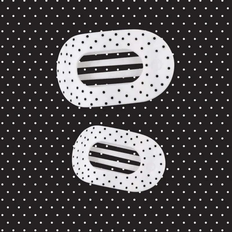 Teleties™ Flat Round Hair Clip | White Polka Dot Party