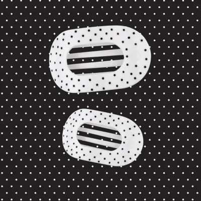 Teleties™ Flat Round Hair Clip | White Polka Dot Party