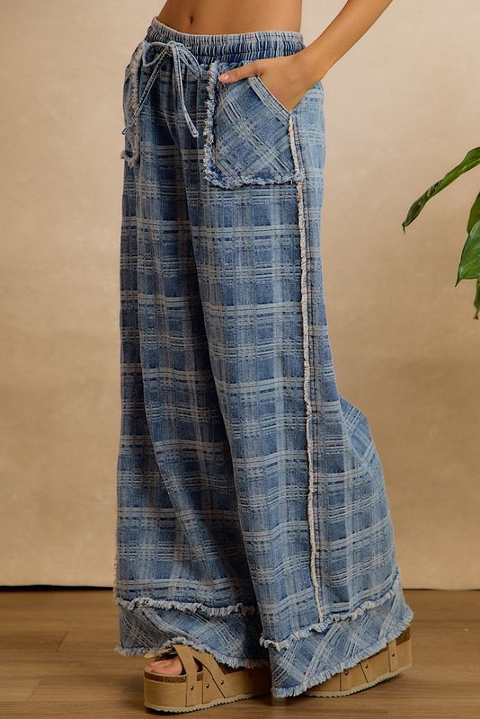 The Pepper Plaid Wide Leg Jeans
