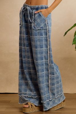 The Pepper Plaid Wide Leg Jeans