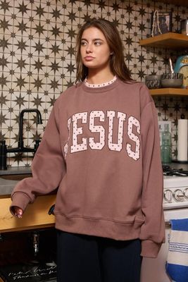 The Jesus Heart Applique Crew Neck Sweatshirt