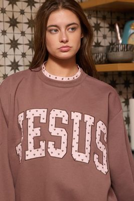 The Jesus Heart Applique Crew Neck Sweatshirt