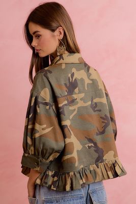 The Cami Camo Ruffled Top