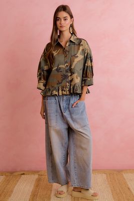 The Cami Camo Ruffled Top