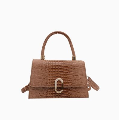Croc Embossed Satchel | Tan