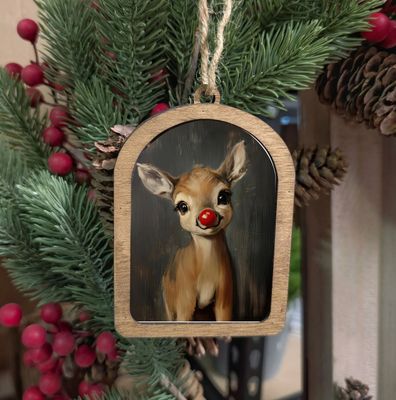 Canvas Arch Ornament Rudolph