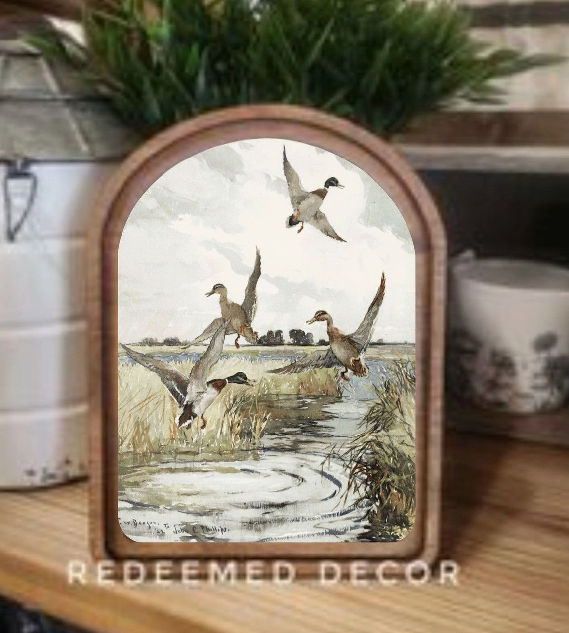 Arch Top Framed Art | Mallard Ducks