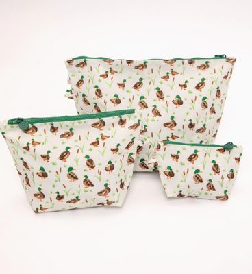Mallard Drake Easy Clean Wipeable Pouch Set of 3