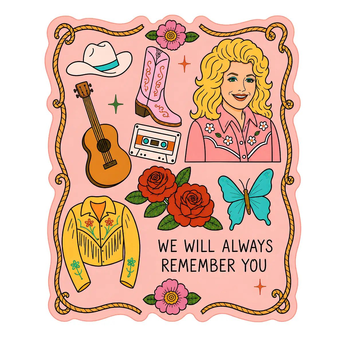 Dolly We Will Always Remember You Memorial Sticker