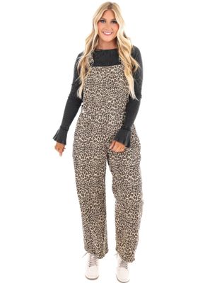 The Lizzy Leopard Barrel Overalls