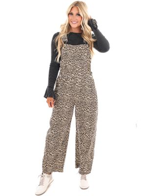 The Lizzy Leopard Barrel Overalls