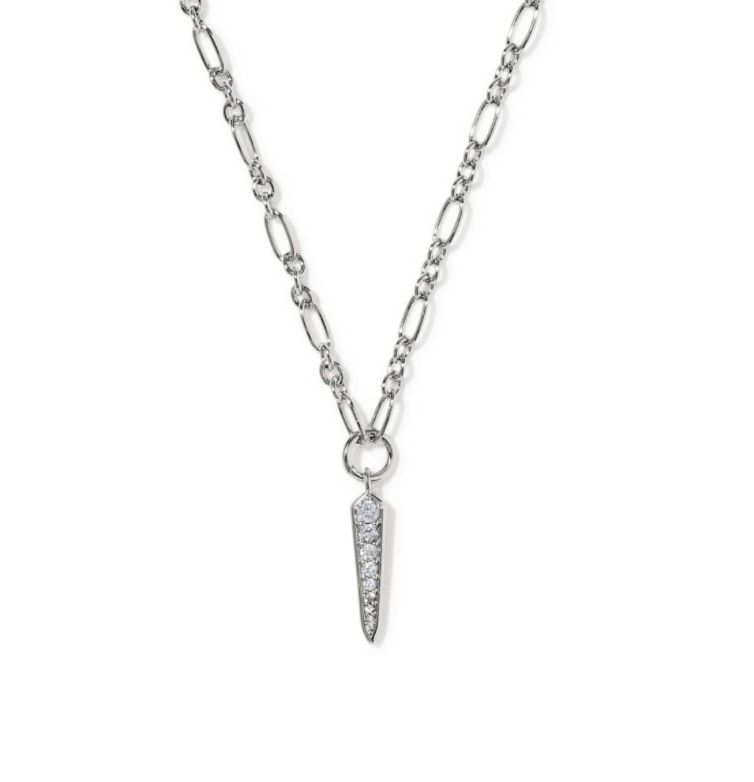 The Fate Short Pendant Necklace in Silver White Crystal