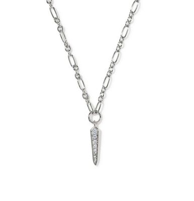 The Fate Short Pendant Necklace in Silver White Crystal