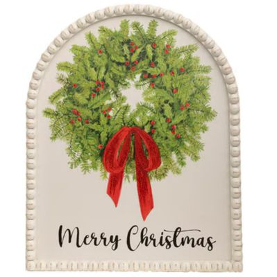 Round Top©  | Gallery Wood Merry Christmas Wreath Framed Print