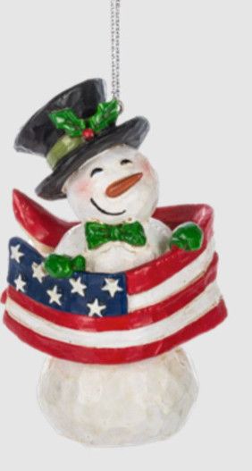 Patriotic Snowman Ornament